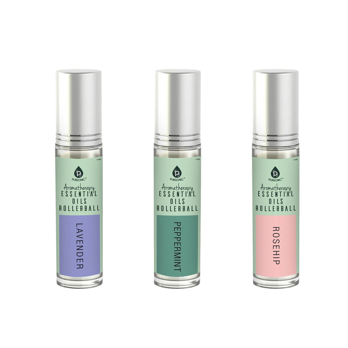 Aromatherapy Essential Oil Rollerballs (Lavender, Peppermint, Rosehip) from Pursonic