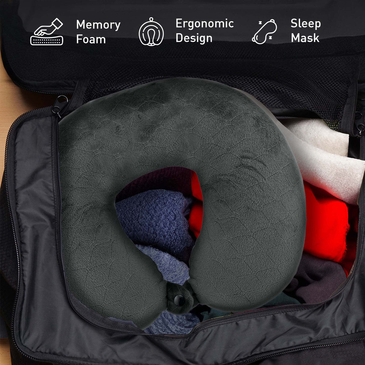 Sleep Serenity Set: Pursonic Aromatherapy Essential Oils Rollerballs, Lava Stone Bracelet, and Memory Foam Travel Pillow with Sleep Mask from Pursonic