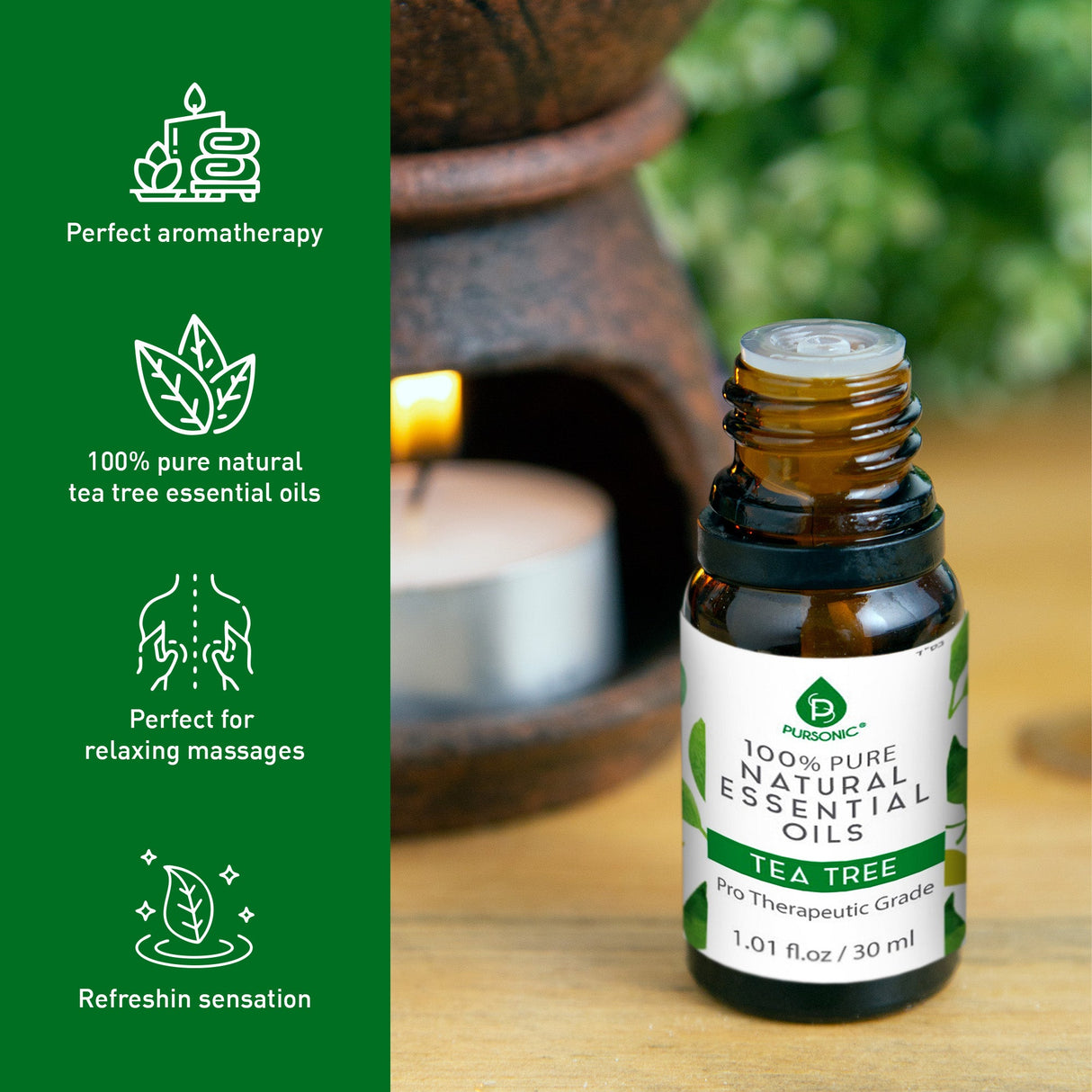 100% Pure & Natural Tea Tree Essential Oils from Pursonic