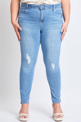 Women's Plus Essential Sustainable Distressed Skinny Jeans  From YMI JEANS