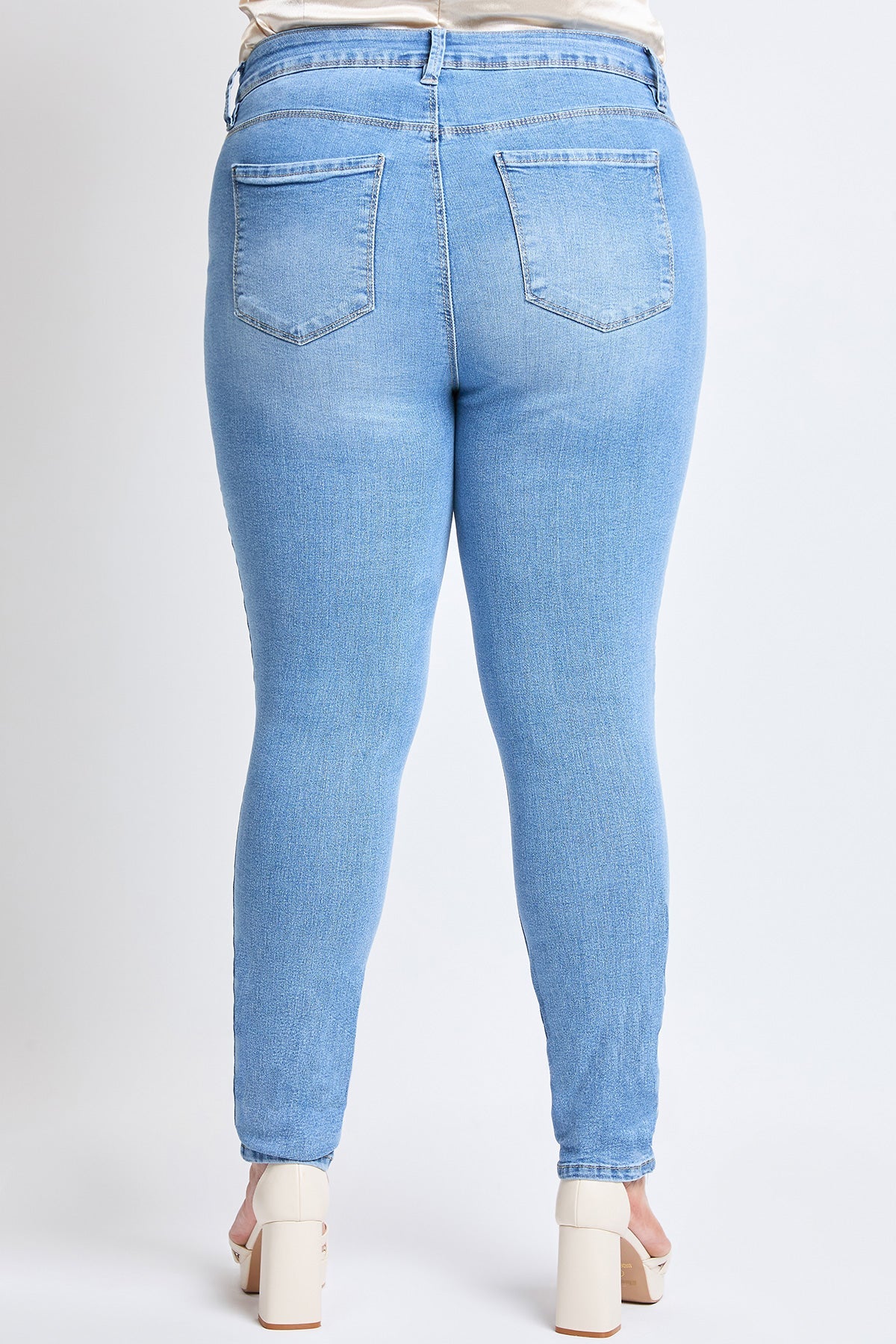 Women's Plus Essential Sustainable Distressed Skinny Jeans  From YMI JEANS
