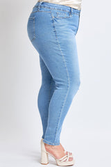Women's Plus Essential Sustainable Distressed Skinny Jeans  From YMI JEANS