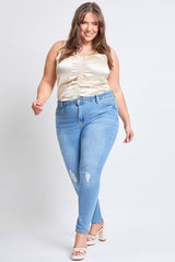Women's Plus Essential Sustainable Distressed Skinny Jeans  From YMI JEANS