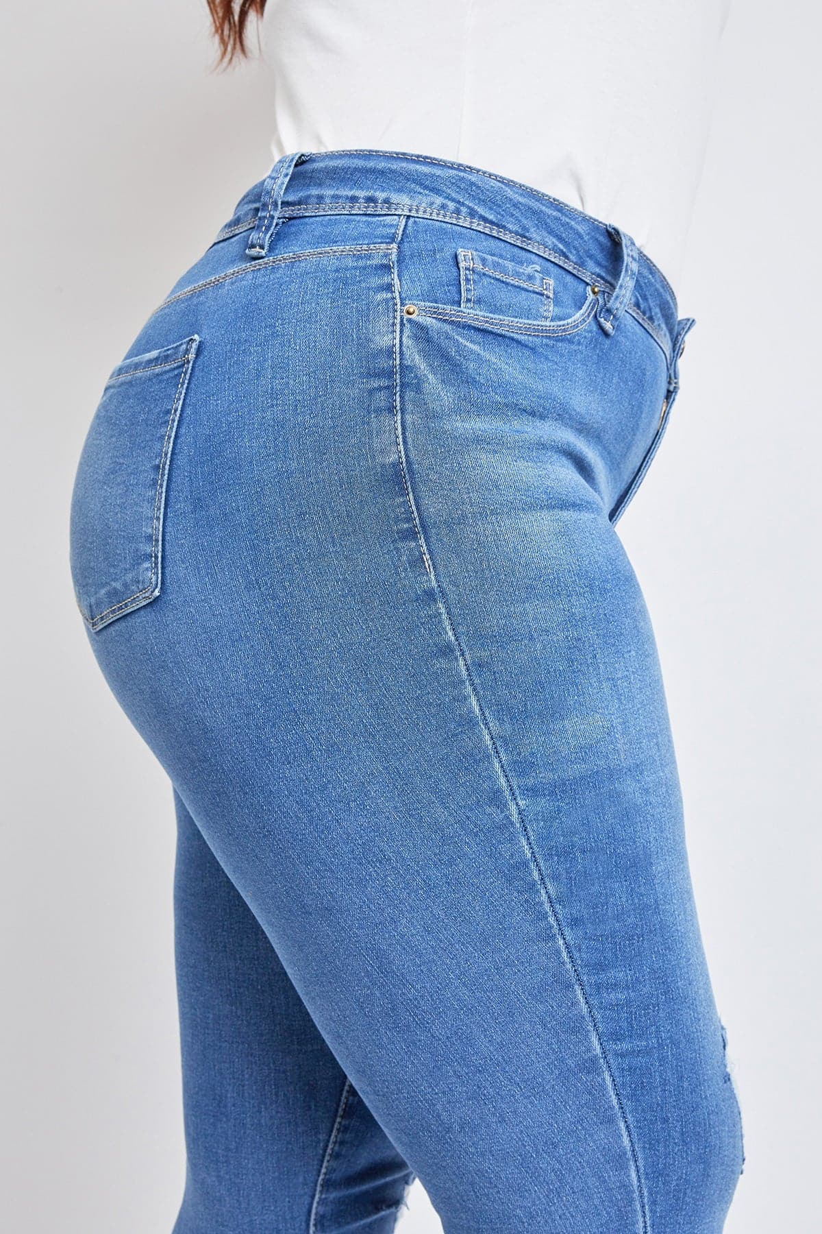 Women's Plus Essential Sustainable Distressed Skinny Jeans  From YMI JEANS