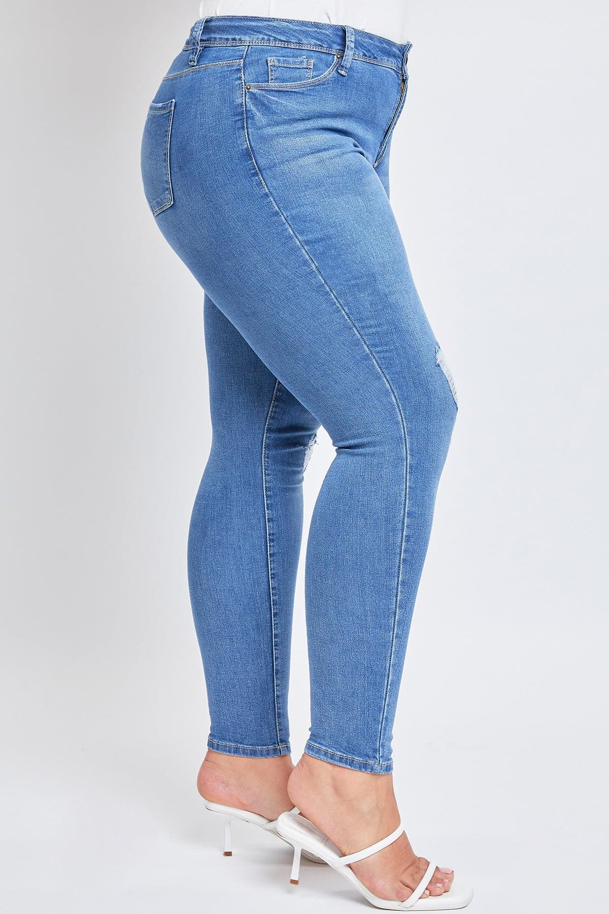 Women's Plus Essential Sustainable Distressed Skinny Jeans  From YMI JEANS
