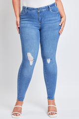 Women's Plus Essential Sustainable Distressed Skinny Jeans  From YMI JEANS