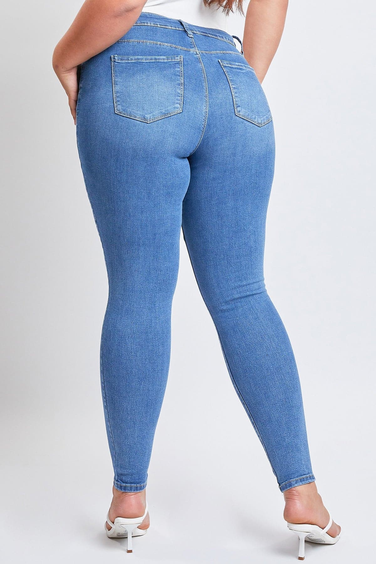 Women's Plus Essential Sustainable Distressed Skinny Jeans  From YMI JEANS