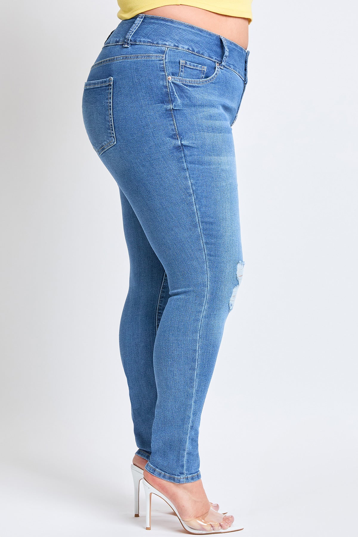 Women's Plus Essential Sustainable Distressed Skinny Jeans From YMI JEANS