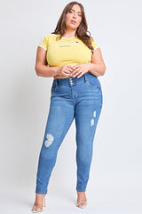 Women's Plus Essential Sustainable Distressed Skinny Jeans From YMI JEANS