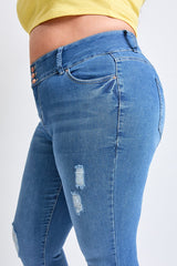 Women's Plus Essential Sustainable Distressed Skinny Jeans From YMI JEANS