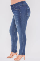Women's Plus Essential Sustainable Distressed Skinny Jeans From YMI JEANS