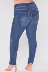 Women's Plus Essential Sustainable Distressed Skinny Jeans From YMI JEANS