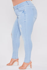 Women's Plus Essential Sustainable Distressed Skinny Jeans From YMI JEANS