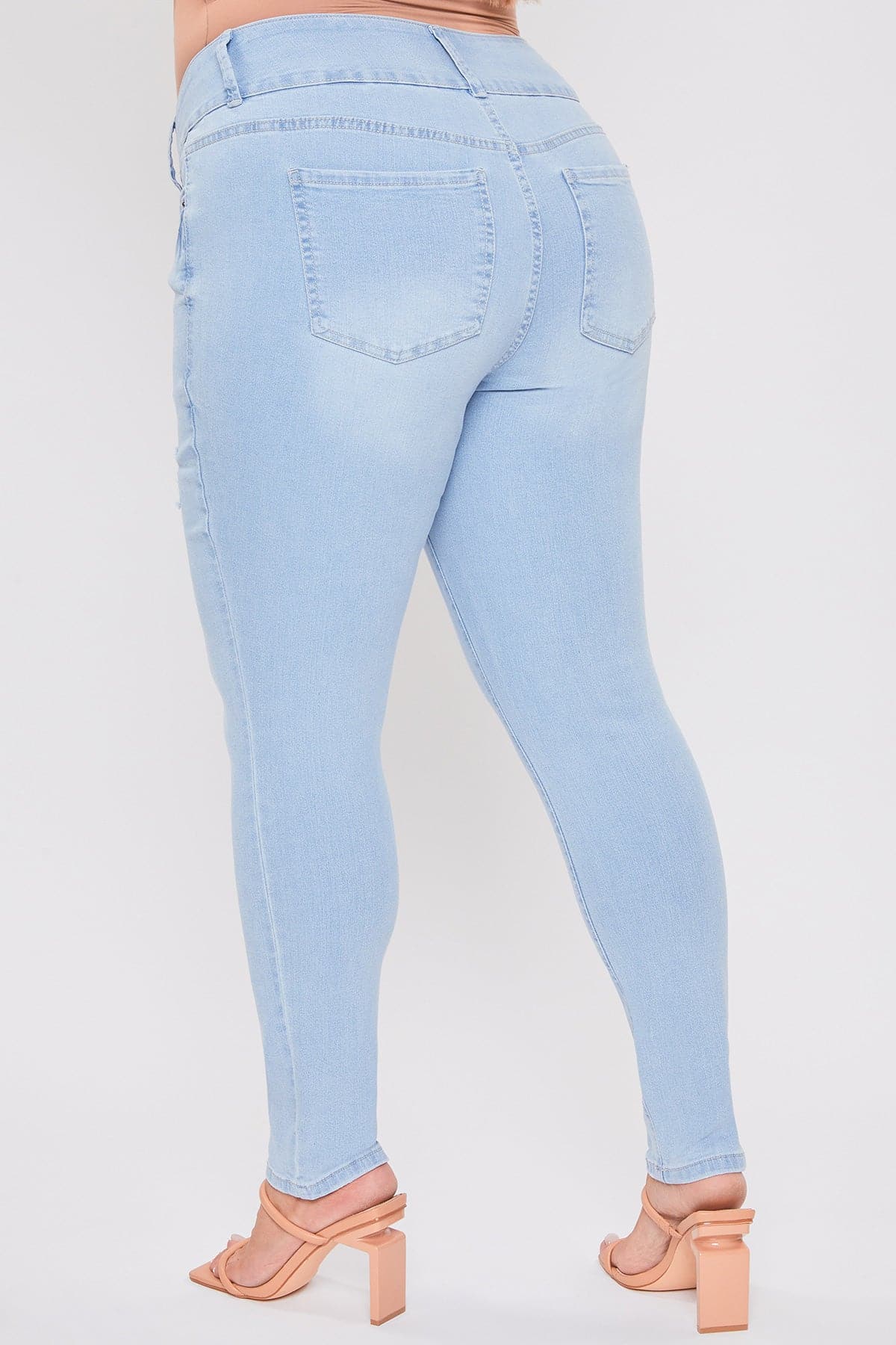 Women's Plus Essential Sustainable Distressed Skinny Jeans From YMI JEANS