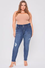 Women's Plus Essential Sustainable Distressed Skinny Jeans From YMI JEANS