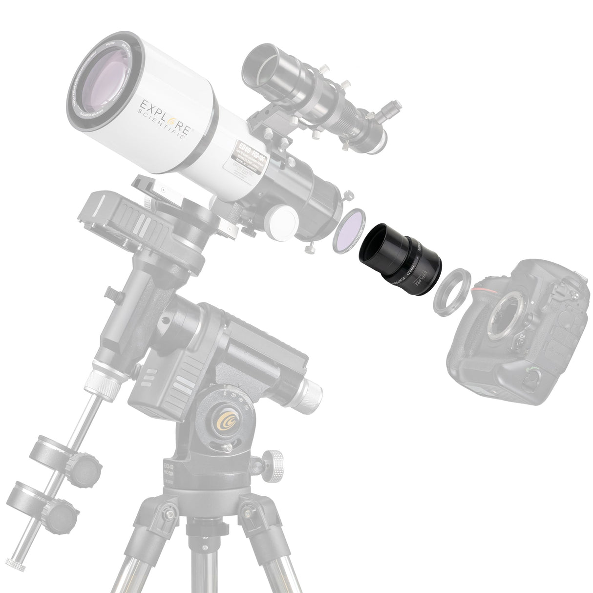 Explore Scientific ED80-FCD100 Series Air-Spaced Triplet Refractor Telescope and Field Flattener f/5 to f/7 - FCD100-0806-02-FF from Explore Scientific
