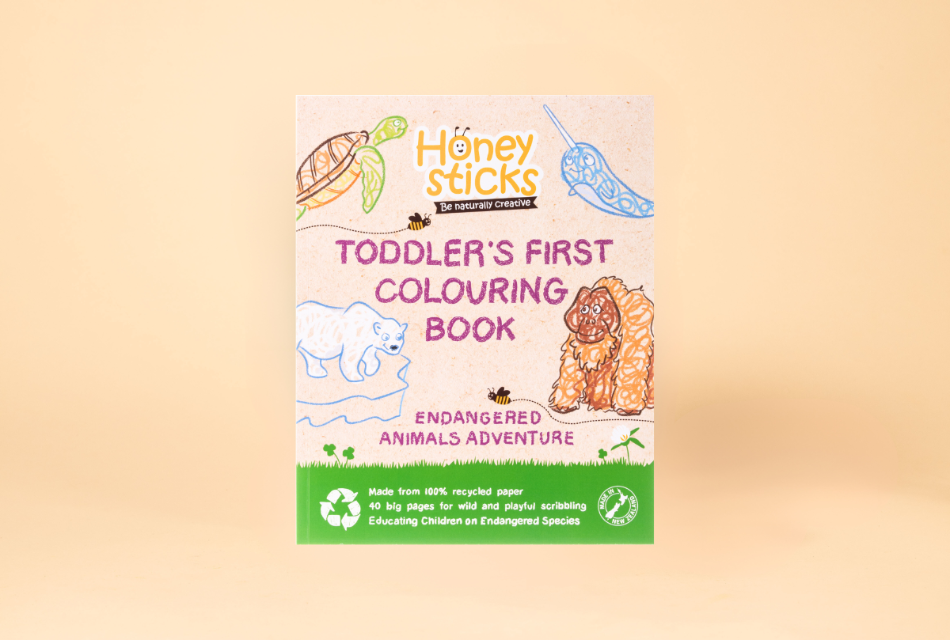 Toddlers First Coloring Book - An Endangered Animals Adventure from Honeysticks USA