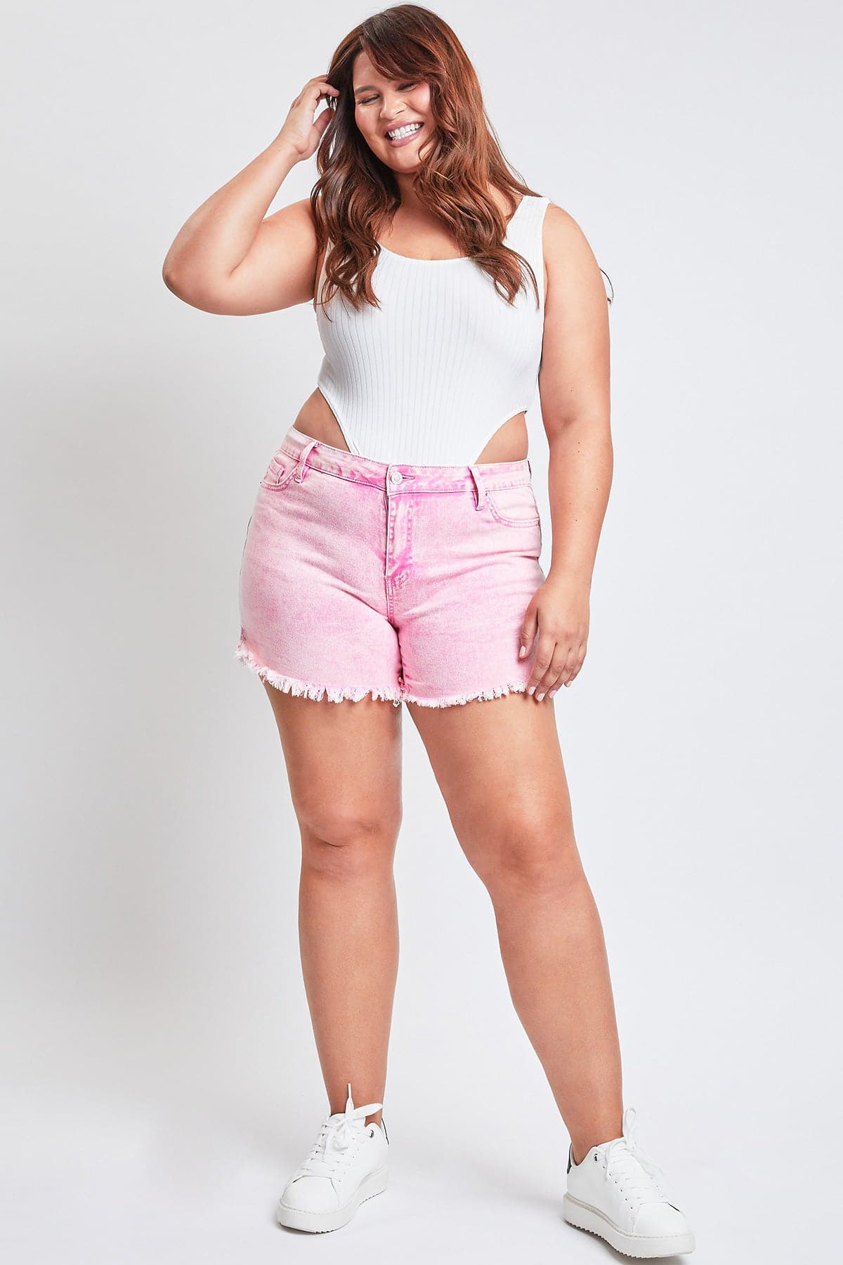Women's Plus  80's Acid Wash Mom Shorts from YMI JEANS