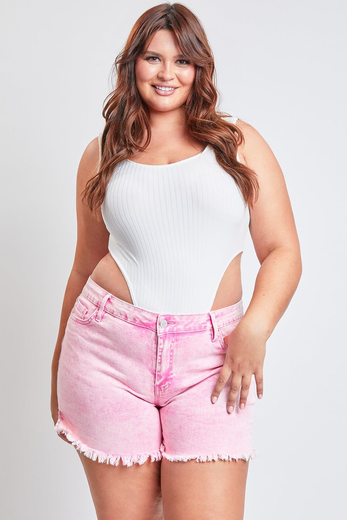 Women's Plus  80's Acid Wash Mom Shorts from YMI JEANS