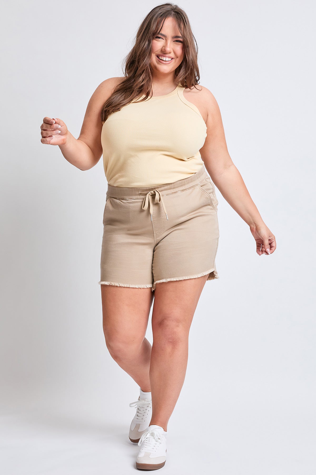 Women's Plus Frayed Hem Pull-on Shorts from YMI JEANS