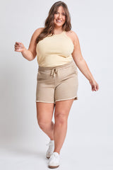 Women's Plus Frayed Hem Pull-on Shorts from YMI JEANS