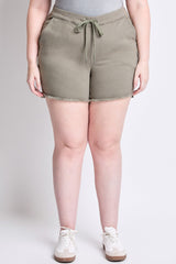 Women's Plus Frayed Hem Pull-on Shorts from YMI JEANS
