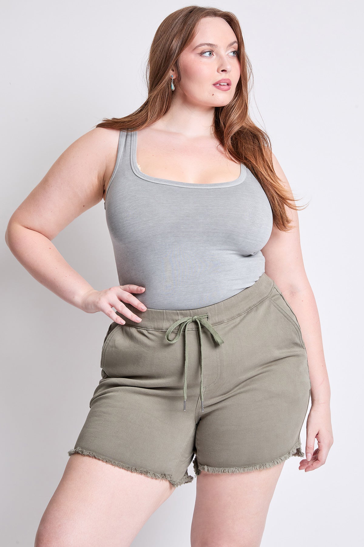 Women's Plus Frayed Hem Pull-on Shorts from YMI JEANS