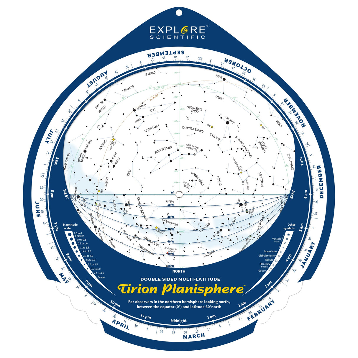 Tirion Double-Sided Multi-Latitude Planisphere from Explore Scientific