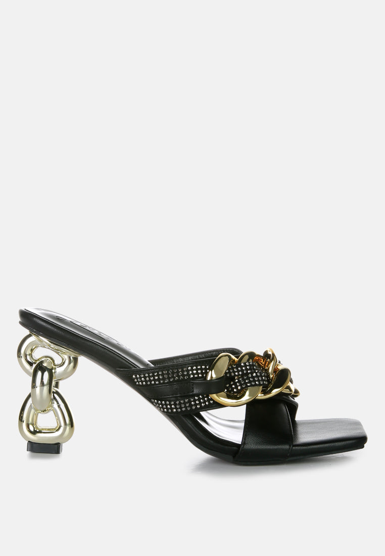 Evelane Metallic Chain Rhinestone Sandals from London Rag International