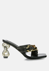 Evelane Metallic Chain Rhinestone Sandals from London Rag International