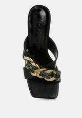 Evelane Metallic Chain Rhinestone Sandals from London Rag International