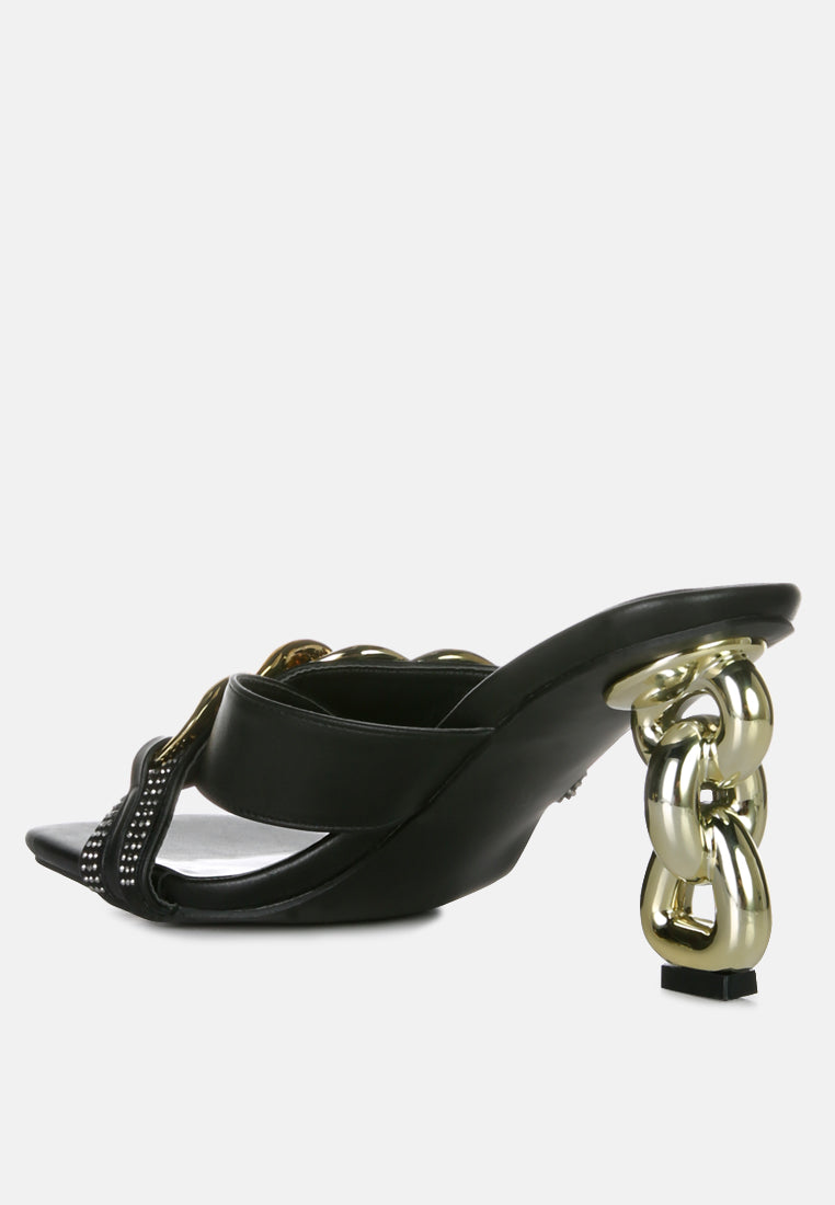 Evelane Metallic Chain Rhinestone Sandals from London Rag International