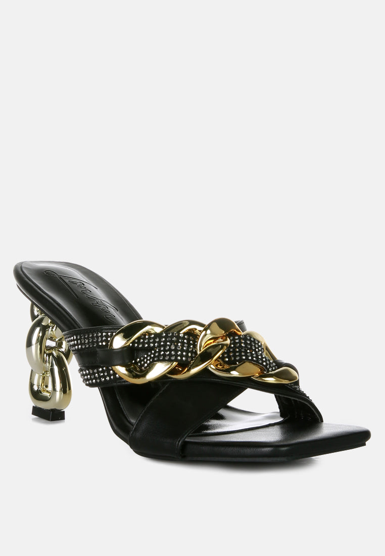 Evelane Metallic Chain Rhinestone Sandals from London Rag International