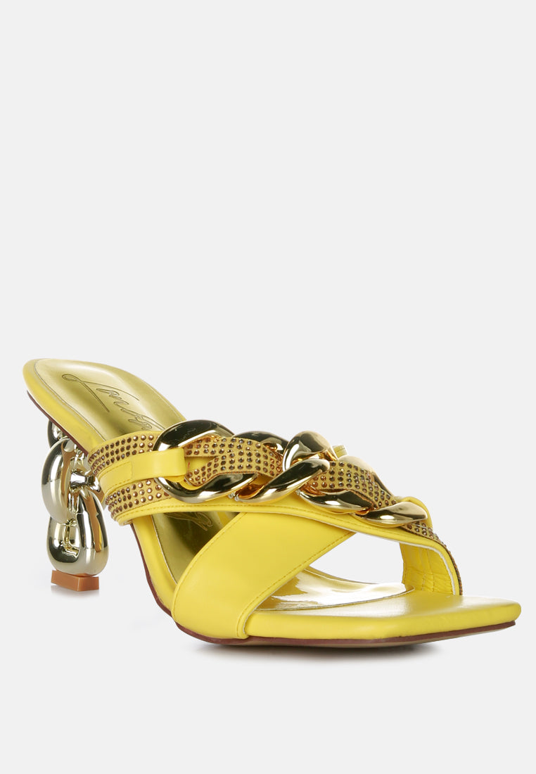 Evelane Metallic Chain Rhinestone Sandals from London Rag International