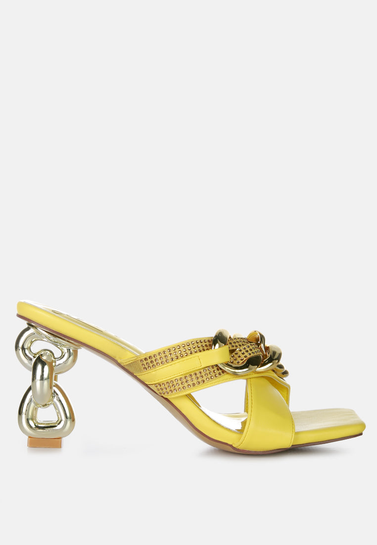 Evelane Metallic Chain Rhinestone Sandals from London Rag International