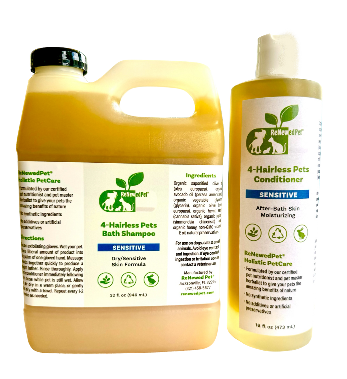 4-HAIRLESS PETS SENSITIVE SHAMPOO & CONDITIONER from ReNewedPet