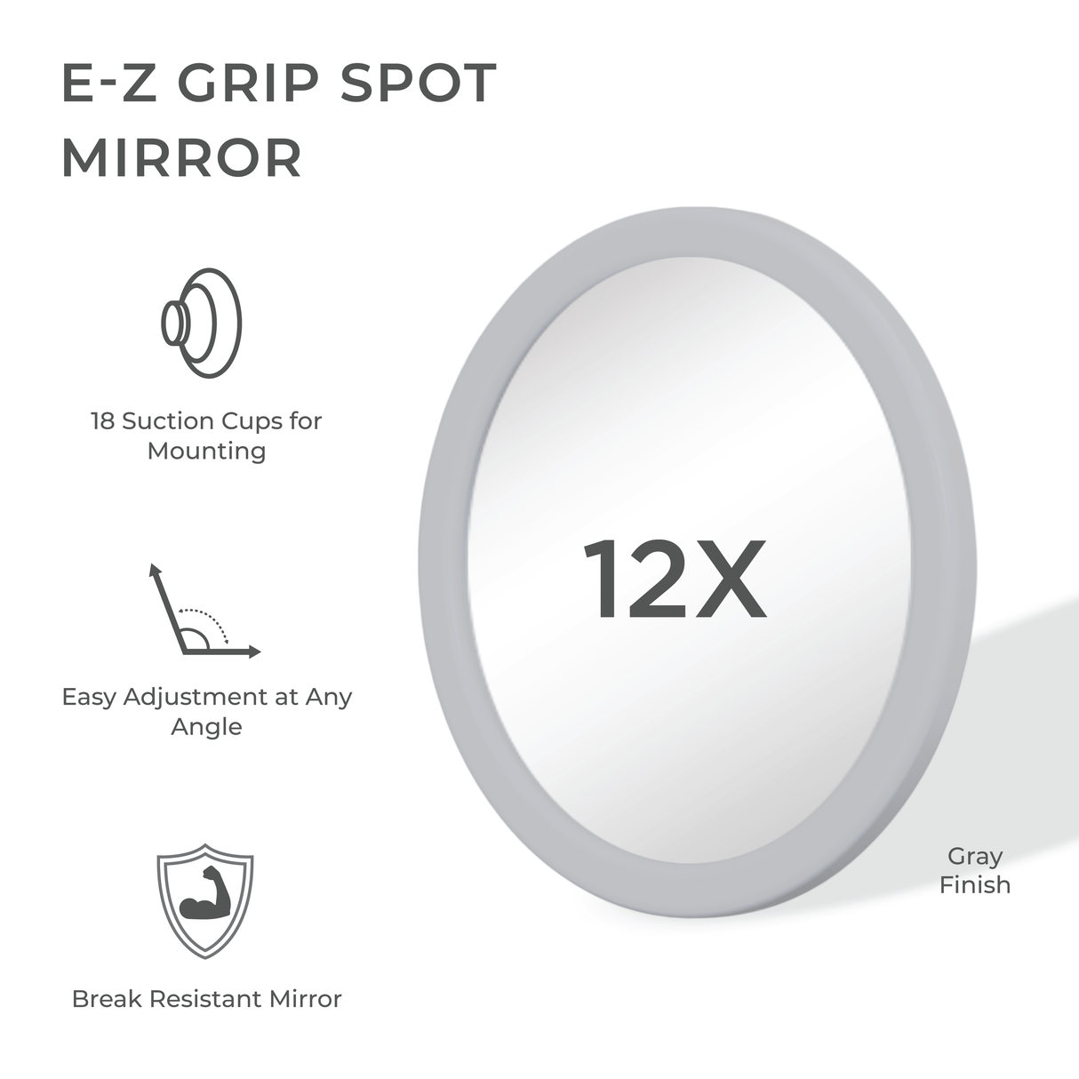 E-Z Grip Compact Mirror with Magnification & Suction Cups from Zadro