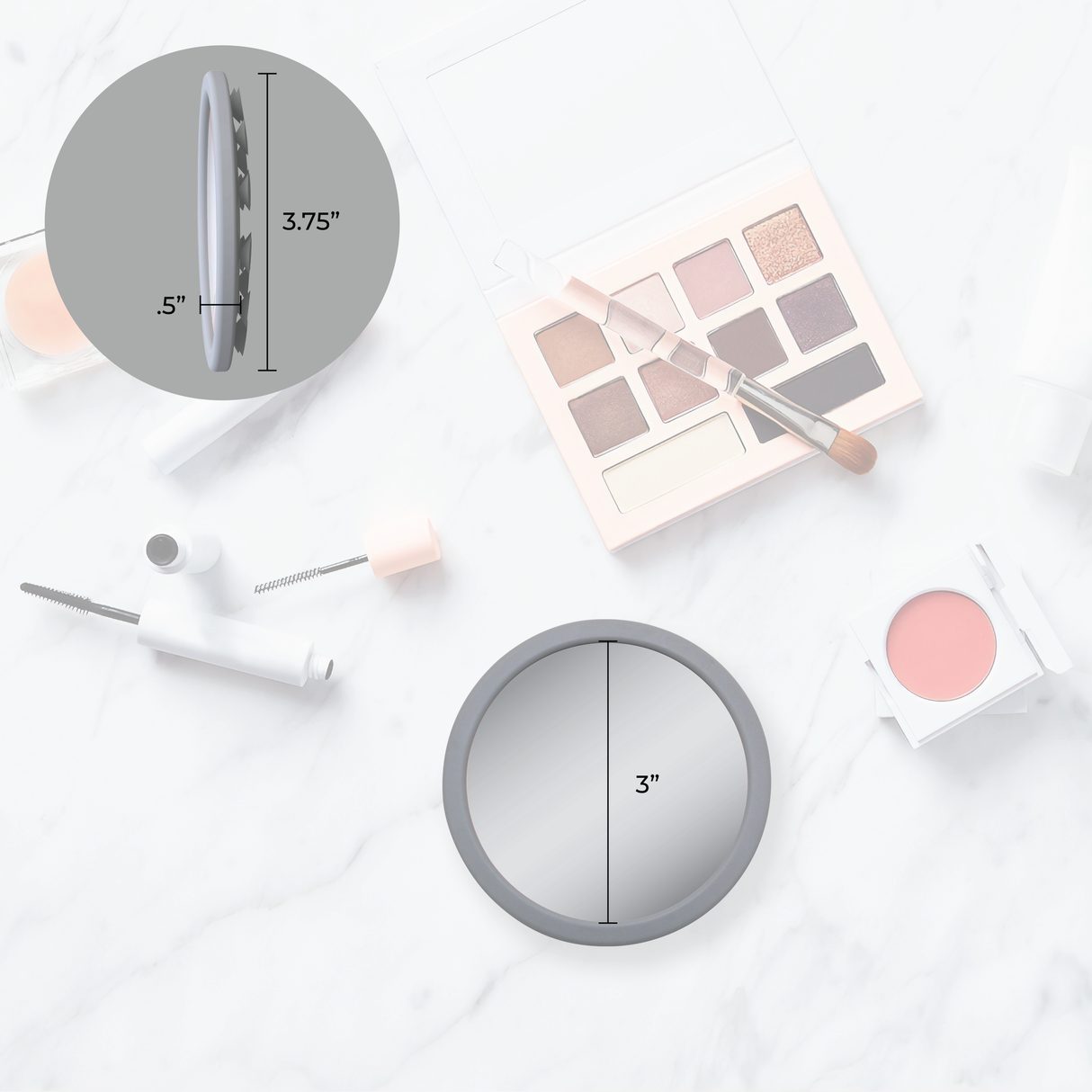 E-Z Grip Compact Mirror with Magnification & Suction Cups from Zadro