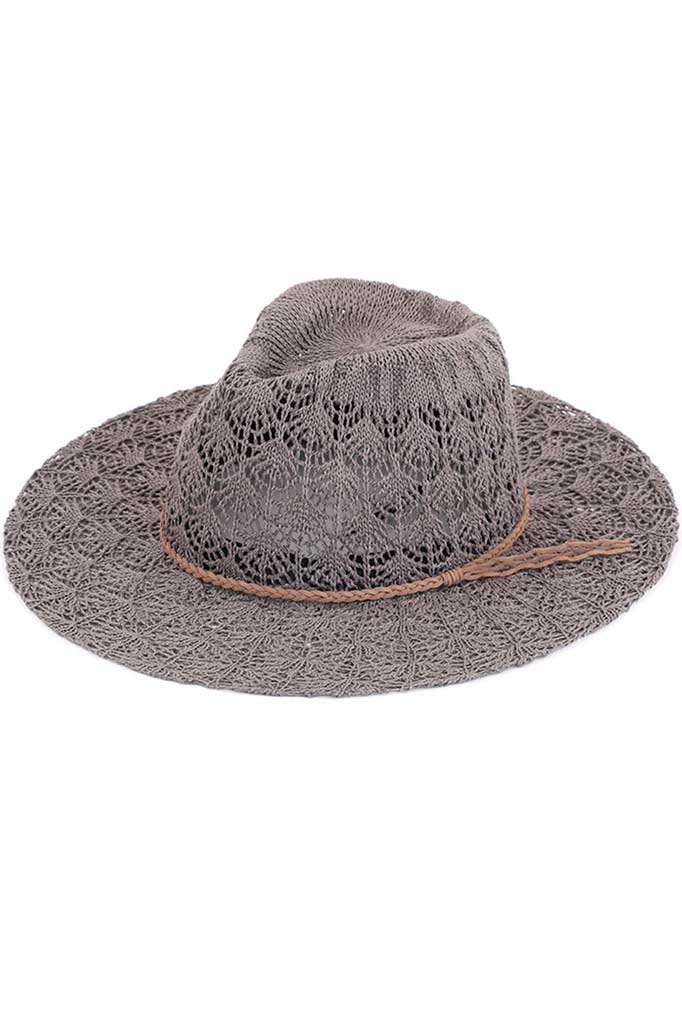 C.C Horseshoe Lace Knitting Trim Band Panama Hat from Madeline Love