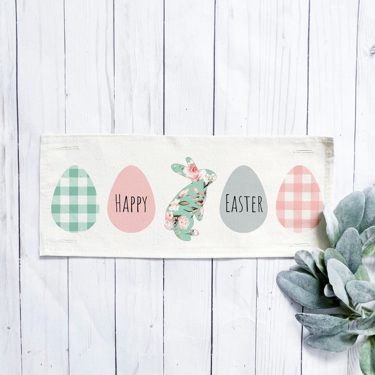 Holiday Panel: Spring, Pastel, Bunny, Buffalo Check, Gingham; EASTER EGGS From PillowPanels