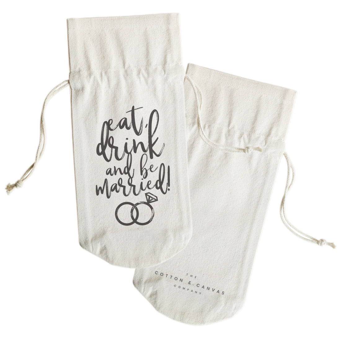 Eat, Drink and Be Married Cotton Canvas Wine Bag from The Cotton & Canvas Co.