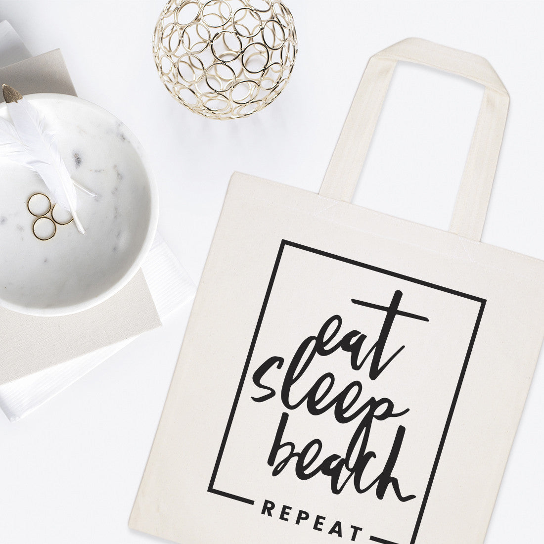 Eat, Sleep, Beach, Repeat Cotton Canvas Tote Bag from The Cotton & Canvas Co.