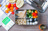 STAINLESS STEEL LUNCH BOX, 4 COMPARTMENT MICROWAVABLE, 50 OZ from ecozoi
