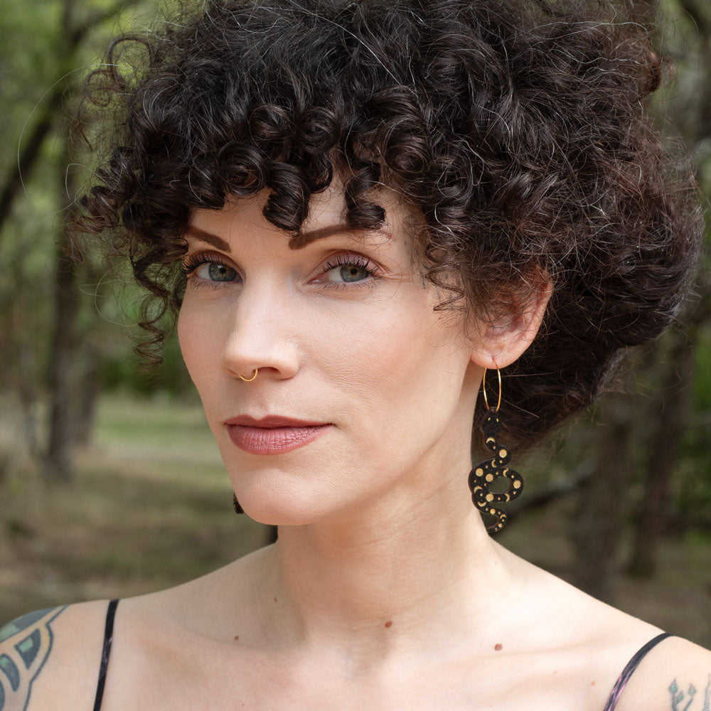 Moon Phases Snake Hoops from LE CHIC MIAMI