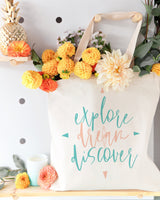Explore. Dream. Discover Cotton Canvas Tote Bag from The Cotton & Canvas Co.