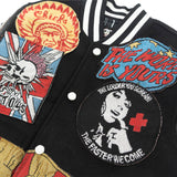 F1005 Love Scars Varsity Jacket - Black From Makobi Jeans USA