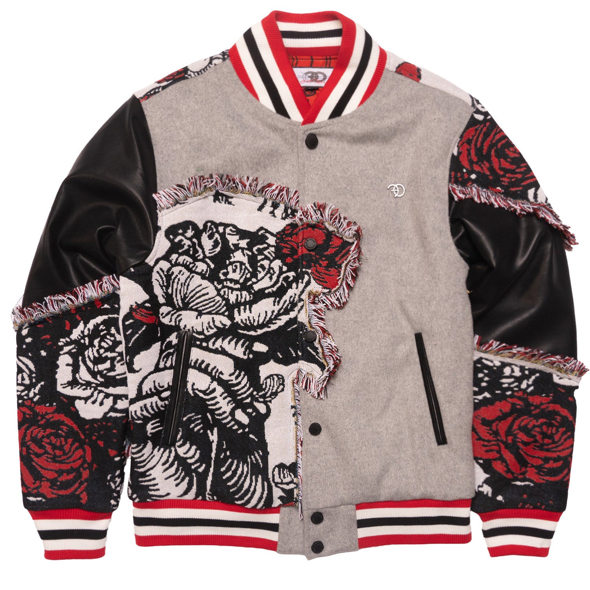 F1034 Cashay Varsity Jacket - Gray From Makobi Jeans USA
