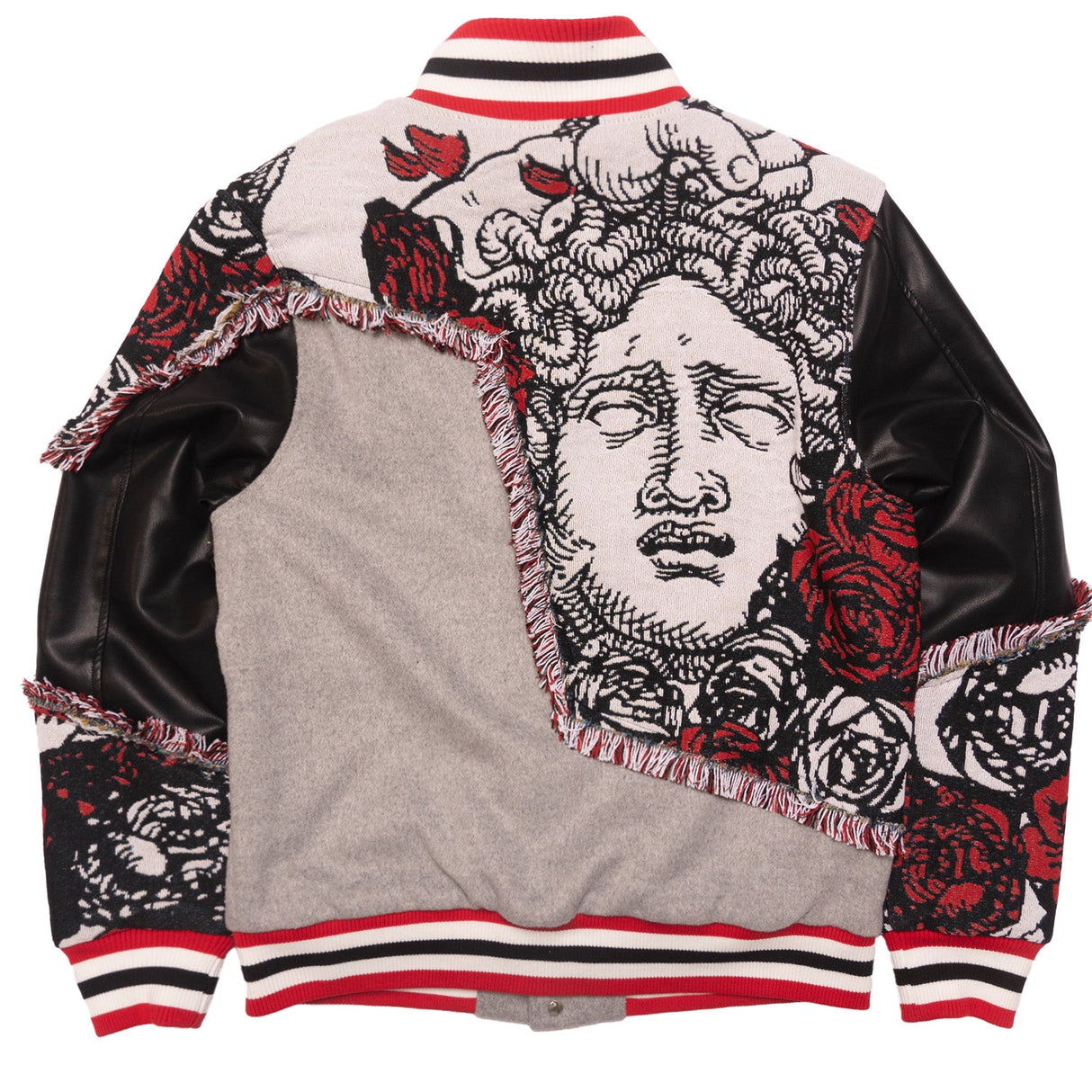 F1034 Cashay Varsity Jacket - Gray From Makobi Jeans USA