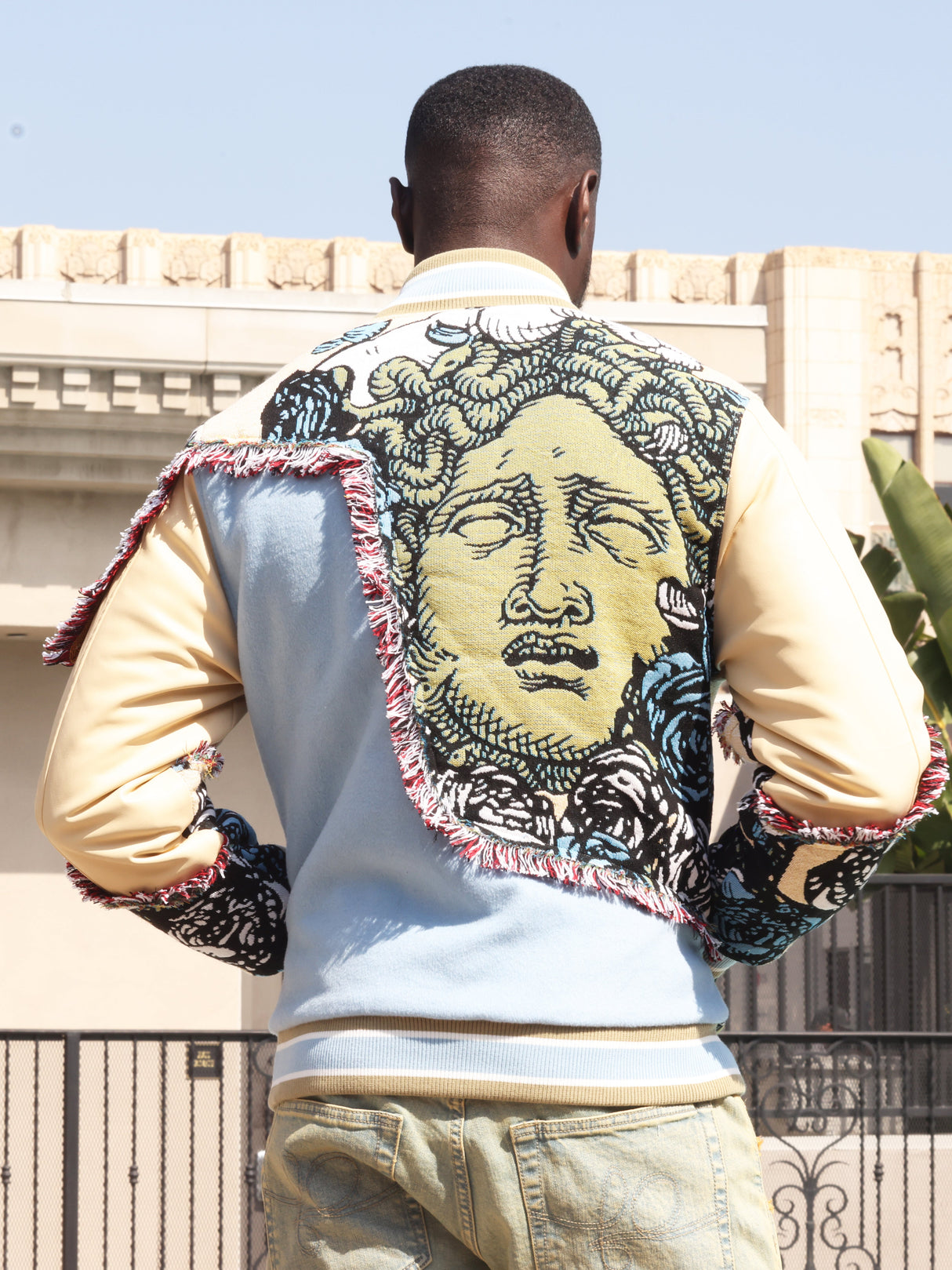 F1034 Cashay Varsity Jacket - Blue From Makobi Jeans USA