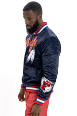 F1057 Chiefs Satin Varsity Jacket - Navy From Makobi Jeans USA